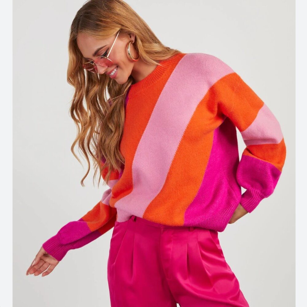 Vici Hung Up On You Color Block Knit Sweater